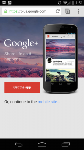 Google Plus Interstitial
