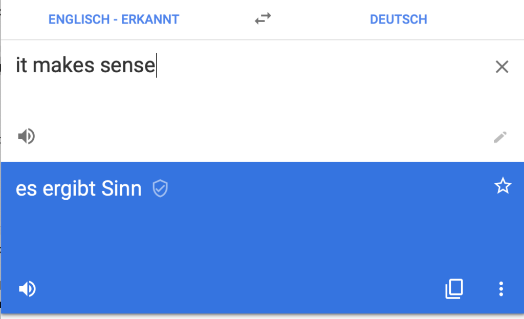 es ergibt Sinn