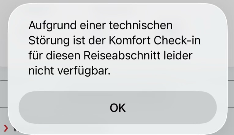 Komfort-Check-in kaputt